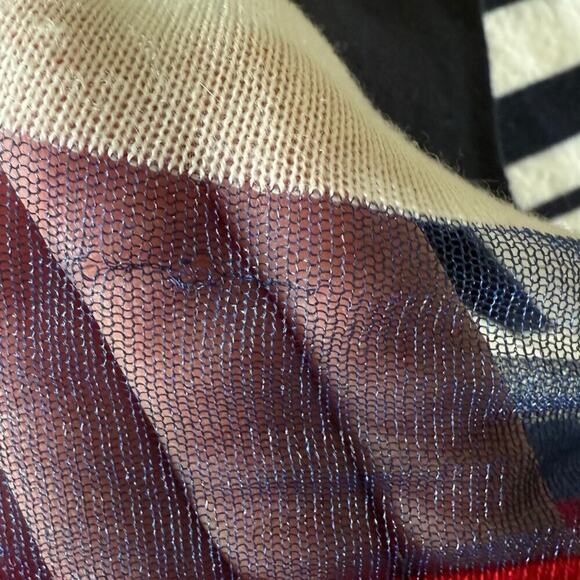 Desigual Womens Navy Long Sleeve Sweater Top Floral Striped Size M Boho Chic - Picture 12 of 13